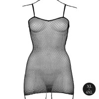 Жіноча коротка сукня з сітчастою структурою та тонкими бретелями Le Désir Short Fishnet Dress, чорна — Просмотреть изображение 10