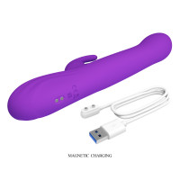 Вібратор-кролик PRETTY LOVE Sabien Purple, силікон, фіолетовий, пульсуюча та вібраційна стимуляція