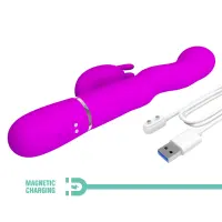 Вібратор-кролик PRETTY LOVE Laursen Purple, силікон, фіолетовий, 7 режимів вібрації та 4 хвилі — Просмотреть изображение 3