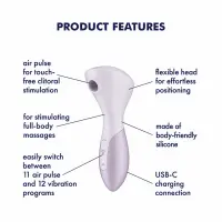 Лавандовий масажер із хвилями тиску та потужною вібрацією Satisfyer Wand-erful, 16 см