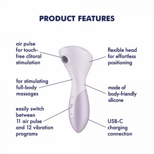 Лавандовий масажер із хвилями тиску та потужною вібрацією Satisfyer Wand-erful, 16 см
