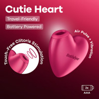 Рожевий компактний стимулятор-серце з Air Pulse та вібрацією Satisfyer Cutie Heart, 8 см — Переглянути зображення 5