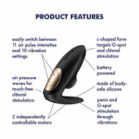 Чорний парний стимулятор Air Pulse та вібрації Satisfyer Pro 4 Couples, 12 см — Переглянути зображення 4