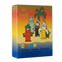 Презервативи AMOR Color, кольорові, ароматизовані, 3 шт