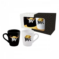 Чашки BLACK &amp; WHITE Barylka 300ml. - Mr/Mrs 2шт