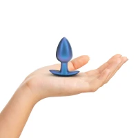 Анальна пробка Smooth Silicone Anal Plug - Medium - 3.1 / 7,9 cm - Metallic Blue — фото 4
