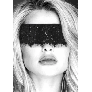 Маска ORION OUCH! Black & White Lace Mask With Elastic Straps, мереживна, чорна