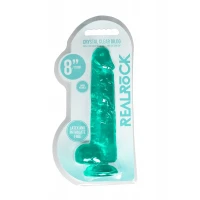 Реалистичный фаллоимитатор с мошонкой REALROCK Crystal Clear, прозрачный, 21 см