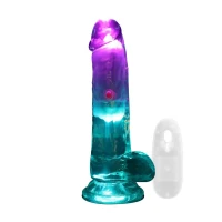 Фалоімітатор з вібро LED Vibrating Straight Cock with Balls - 15 cm - Transparent