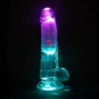 Фалоімітатор з вібро LED Vibrating Straight Cock with Balls - 15 cm - Transparent — фото 6