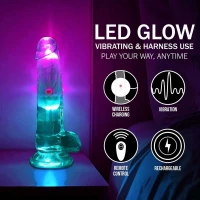Фалоімітатор з вібро LED Vibrating Straight Cock with Balls - 15 cm - Transparent — фото 7