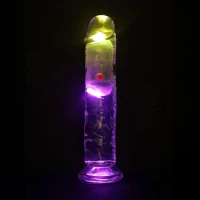 Анальна пробка з вібро LED Vibrating Straight Cock - 18 cm - Transparent — фото 6