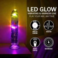 Анальна пробка з вібро LED Vibrating Straight Cock - 18 cm - Transparent — фото 7
