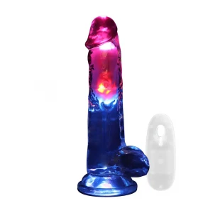 Фалоімітатор з вібро LED Vibrating Straight Cock with Balls - 20 cm - Transparent