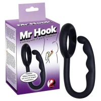 Ерекційне кільце з анальним стимулятором ORION You2Toys Mr. Hook, чорне, діаметр 30 мм
