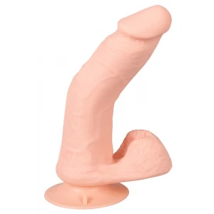 Реалістичний вібратор ORION Nature Skin Bendable RC, з мошонкою, присоскою та пультом керування, тілесний, довжина 20,8 см