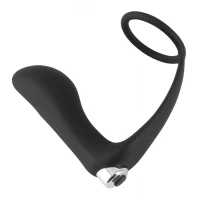 Вібромасажер простати ORION Black Velvets Vibrating Ring &amp; Plug, з ерекційним кільцем, чорний — фото 2