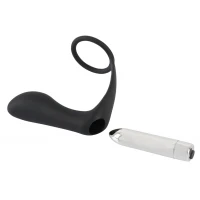 Вібромасажер простати ORION Black Velvets Vibrating Ring &amp; Plug, з ерекційним кільцем, чорний — фото 8