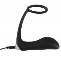 Вібромасажер простати ORION Black Velvets Vibrating Ring &amp; Plug, з ерекційним кільцем, чорний — фото 9
