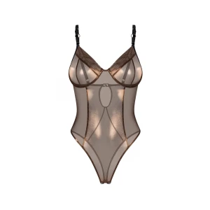 Боди OBSESSIVE Soranna, из сетки, золотистое, L/XL
