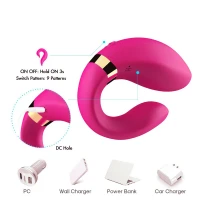 Вибратор для пар BOSS SERIES Joy Crescent Couple Vibrator, розовый — фото 7
