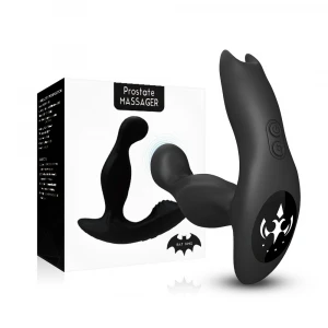 Массажер простаты с вибрацией и ротацией Bat King, чёрный