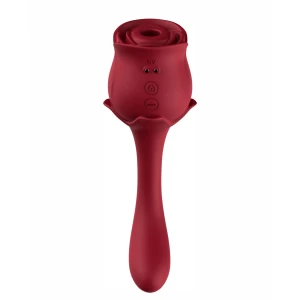 Вакуумный стимулятор клитора BOSS SERIES Blossom, в виде розы, красный