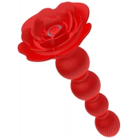 Анальна червона вібро пробка Rose rotating anal beads — фото 7