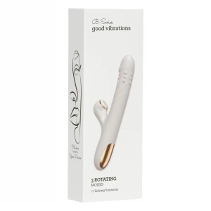 Вібратор для подвійної стимуляції BOSS SERIES Silicone Vibrator, з ротаційними та лижучими функціями