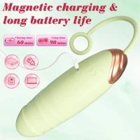 Віброяйце Vibrating Silicone Love EGG USB 7 vibration and thrust functions / Remote control Green — фото 6
