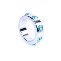 Ерекційне кільце B - Series HeavyFun Ring-Metal, з блакитними діамантами, середнє