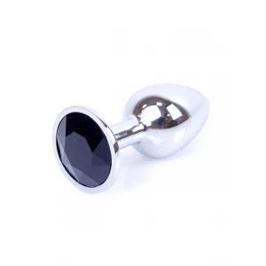 Анальна пробка HeavyFun B-Series Jewellery Silver Plug, чорна, срібний, 27 мм