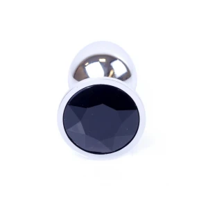 Анальна пробка HeavyFun B-Series Jewellery Silver Plug, чорна, срібний, 27 мм