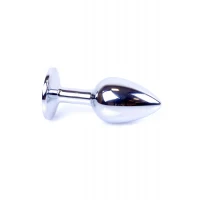 Анальная пробка HeavyFun B-Series Jewellery Silver Plug, чёрная, серебристый, 27 мм — фото 4