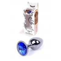 Анальна пробка BOSS SERIES Jewellery Dark Silver Plug, синя, довжина 11,9 см, діаметр 3,9 см