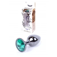 Анальна пробка BOSS SERIES Jawellery Dark Silver Plug, зелена, 27 мм
