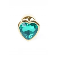 Анальная пробка BOSS SERIES HeavyFun Jewellery Gold Heart, бирюзовое сердце, 27 мм — фото 4