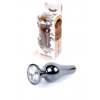 Анальна пробка BOSS SERIES HeavyFun Jawellery Dark Silver Plug, прозора, 30 мм