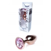 Анальна пробка BOSS SERIES Jewellery Red Gold Plug Rose, металева, з декоративною трояндою, золотий, 7 см, 27 мм