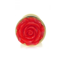 Анальная металлическая пробка Jewellery Rose Gold Plug, красная, 27 мм — фото 9