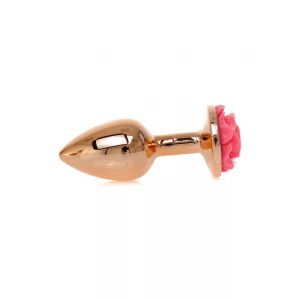 Анальная пробка BOSS SERIES HeavyFun Jewellery Plug Red Gold, с декоративным цветком, красно-золотистая, 7 см, 27 мм