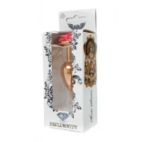 Анальная пробка BOSS SERIES HeavyFun Jewellery Plug Red Gold, с декоративным цветком, красно-золотистая, 7 см, 27 мм — фото 5