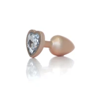 Анальная пробка BOSS SERIES Jawellery Pearl Gold Heart Plug, металлическая, прозрачная, S