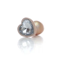 Анальная пробка BOSS SERIES Jawellery Pearl Gold Heart Plug, металлическая, прозрачная, S — фото 7