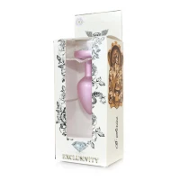 Анальная пробка BOSS SERIES Jewellery Pearl Pink Heart, металлическая, розовая, S