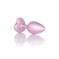 Анальная пробка BOSS SERIES Jewellery Pearl Pink Heart, металлическая, розовая, S — фото 5