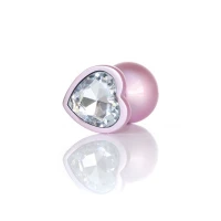 Анальна пробка Boss Series Plug Jewellery Pearl Pink Heart, прозора — фото 7