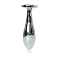 Анальная пробка BOSS SERIES Plug Jewellery Silver Rose, металлическая, розовая, 28 мм