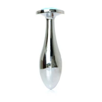 Анальная пробка BOSS SERIES Jewellery Silver Plug, металлическая, светло-голубая, L, диаметр 32 мм — фото 7