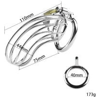 Пояс верности для мужчин Metal Penis Cock Cage, серебристый, металлический — фото 16